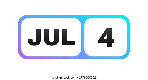 July 4th date on a single day calendar page.