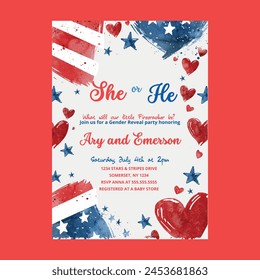 July 4th Gender Reveal Invitation