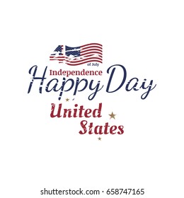 July 4th grunge typography. Independence day of the United States. Vintage vector sign and flag for greeting cards and banners. EPS10.