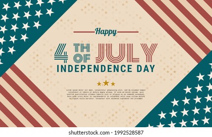 July 4th. Independence day background design in retro style. It is suitable for banner, poster, website, advertisement. Vector illustration