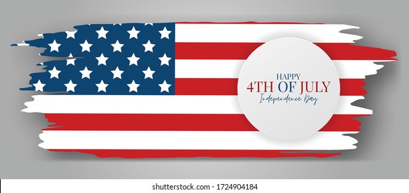 July 4th Independence day celebration banner. USA national holiday design concept with a flag. Vector illustration.