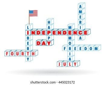 July 4th Independence Day cubes crossword in minimal style. July 4 concept for a holiday Independence Day on July 4th. Vector