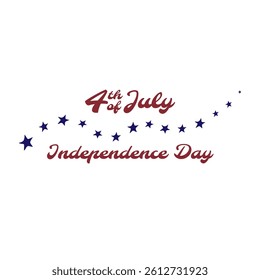 July 4th independence day hand lettering. Handwritten inscription fourth of july independence day for greeting card. Happy Independence Day calligraphy. White background. Vector illustration