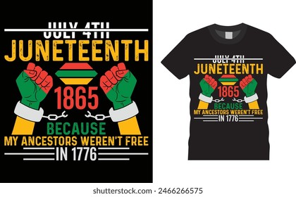 July 4th Juneteenth 1865 because Juneteenth Day vector t-shirt design. Juneteenth Day t-shirt design with motivational quote. T shirt design template, vector design and any print, clothes, poster.