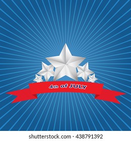 July 4th star on a background with rays, vector