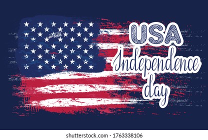 July 4th, US Independence Day. American national flag in grunge style
