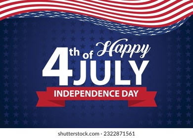 July 4th with USA flag, American flag, Independence Day, United States Independence Day Banner Vector illustration.