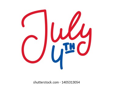 July 4th. USA Independence Day linear lettering label design