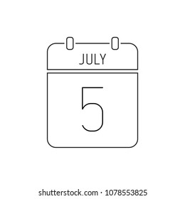 July 5 calendar icon thin line. Constitution Day of Armenia, Cyril and Methodius in the Czech Republic