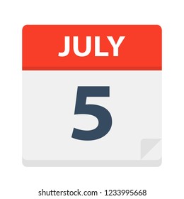 July 5 - Calendar Icon - Vector Illustration