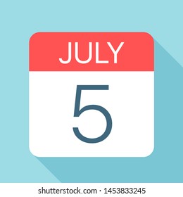 July 5 - Calendar Icon - Vector Illustration