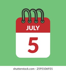 July 5 Calendar icon vector illustration.