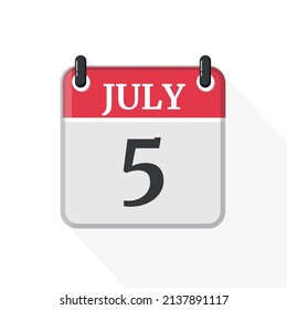 July 5. Calendar on white background.