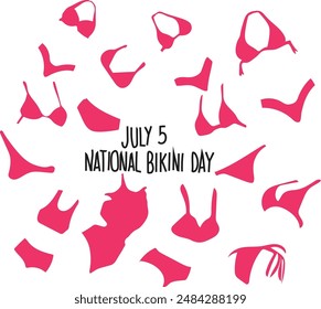 july 5 is  national bikini day day vector illustration. 
Good for banner, poster, greeting card, party card, invitation, template, advertising, campaign, and social media. 
