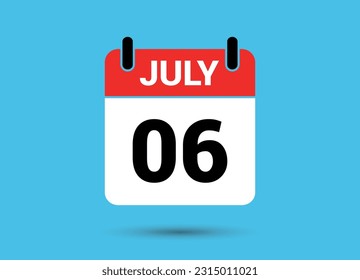 July 6 Calendar Date Flat Icon Day 6 Vector Illustration