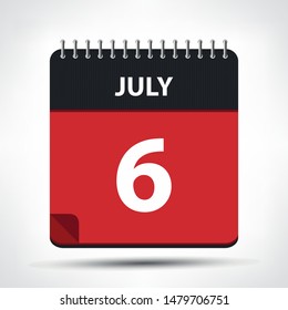 July 6 - Calendar Icon - Calendar design template - Business vector illustration.