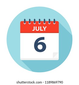 July 6 - Calendar Icon - Vector Illustration