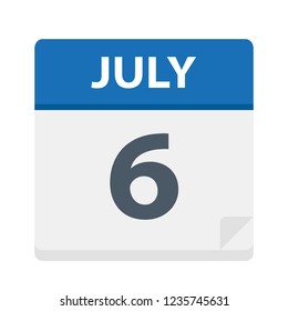 July 6 - Calendar Icon - Vector Illustration