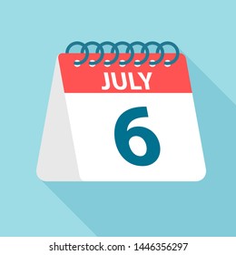 July 6 - Calendar Icon - Vector Illustration