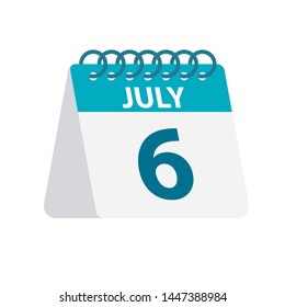 July 6 - Calendar Icon - Vector Illustration