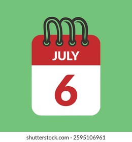 July 6 Calendar icon vector illustration.
