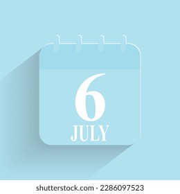 July 6 Daily Calendar Icon Date And Time Day Month Holiday Flat Designed Vector Illustration