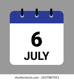 JULY 6 - Daily Calendar Icon - White Background