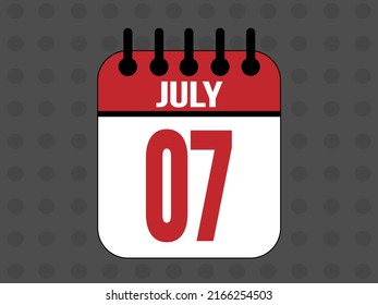 July 7 Calendar Icon Day Month Stock Vector (Royalty Free) 2166254503