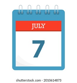 July 7 - Calendar Icon - Calendar template - Business vector illustration. 