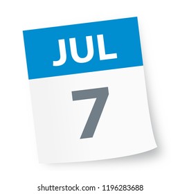 July 7 - Calendar Icon - Vector Illustration