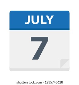 July 7 - Calendar Icon - Vector Illustration