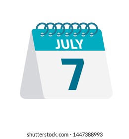 July 7 - Calendar Icon - Vector Illustration