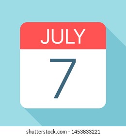 July 7 - Calendar Icon - Vector Illustration