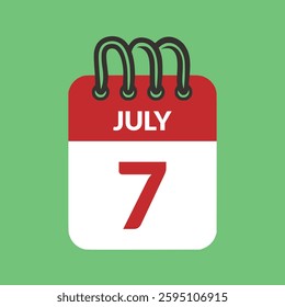 July 7 Calendar icon vector illustration.