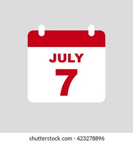 JULY 7,calendar icon.