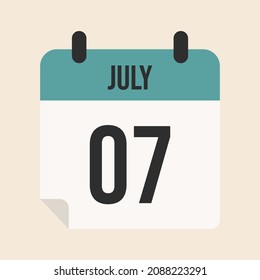 July 7st calendar page, vector