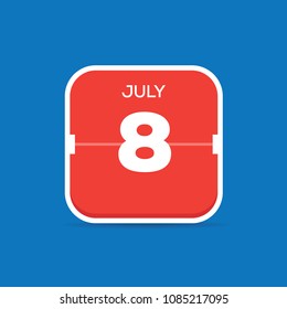 July 8 Calendar Flat Icon