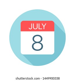 July 8 - Calendar Icon - Vector Illustration