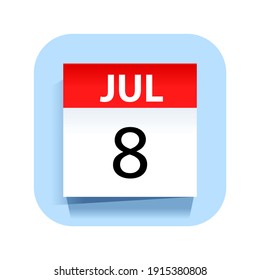 Juli 8. Kalendersymbol. Vektorgrafik.