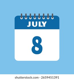 july 8 kalender symbol Vektor seite monat design