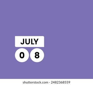 July 8  calendar reminder. 8th July Date Month calendar icon design template. July calendar icon in Violet.