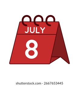 july 8 desk calendar vector on white background
Vector red calendar flat icon
