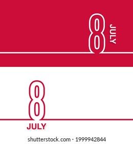 July 8. Set of vector template banners for calendar, event date.