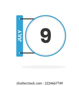 July 9 calendar icon. Date,  Month calendar icon vector illustration