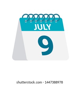 July 9 - Calendar Icon - Vector Illustration