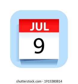 July 9. Calendar Icon. Vector Illustration.