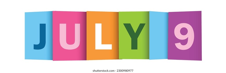 JULY 9 colorful vector typography banner
