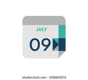 9 de julio fecha del calendario diario plano 9 de julio Icono del calendario de un día 