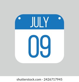 July 9 icon isolated on light background. Calendar vector symbol modern for the month of July