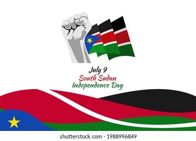 July 9, Independence Day of South Sudan vector illustration. Suitable for greeting card, poster and banner.